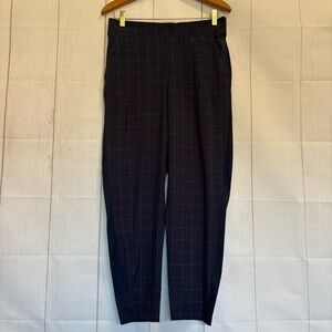 Athleta Navy Window Pane Brooklyn Textured Ankle Pant- 8